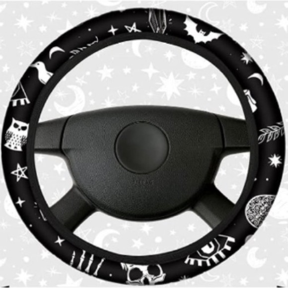 Gothic Punk Boho Skull  Steering Wheel Cover - Picture 1 of 4